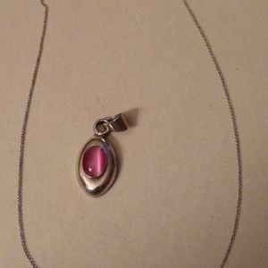 925 Silver & Pink stone pendant